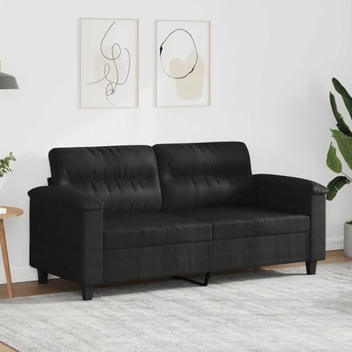 Owoxanthellate 2-Sitzer-Sofa Schwarz 170 x 77 x 80 cm Moderner Microfaser-Couch mit komfortabler Polsterung und Metallgestell Robust und Langlebig für Wohnzimmer Schlafzimmer Flur