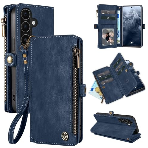 LBH Handy Hülle für Samsung Galaxy A57 5G Klapphülle RFID Schutz Wallet Geldbeutel Geldbörse Cover Case Flipcase Kartenfächer Geldfach Münzfach Blau