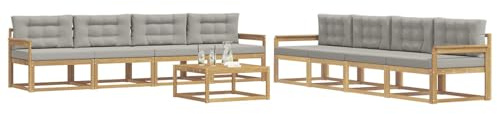 vidaXL Outdoor-Sofagarnitur 9 pcs Weiß und Hellgrau 79 x 79 x 37 cm, Garten-Sofa Set, modulare Lounge für draussen, wetterfestes Mobiliar, robuster Pool-Bereich