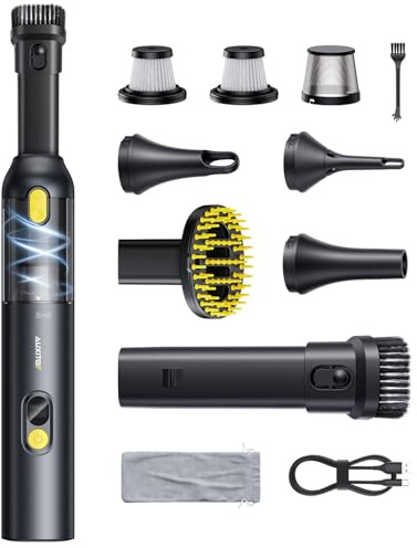 AUXITO Aspirador Coche Potente 24000Pa, 4 En 1 Aspirador de Mano sin Cable | Portátil y Ligero,Recargable USB, Mini Aspiradora para Coche con Herramienta Mascotas, Pelo Mascotas, Hogar y Vehículos