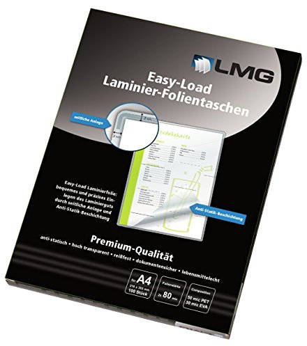 LMG LMGE-A4-80 Laminierfolien Easy Entry A4, 216 x 303 mm, 2 x 80 mic, 100 Stück