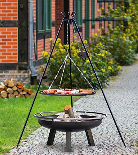 Set - Schwenkgrill 1,80m mit Kurbel incl. Ø80cm Grillrost und Ø80cm Feuerschale 342
