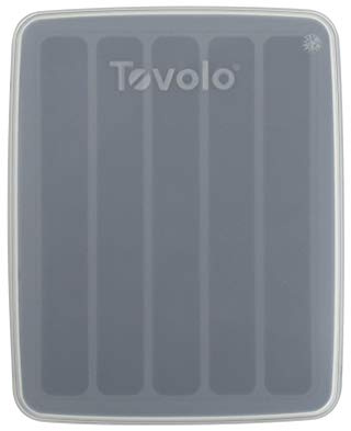 Tovolo Water Cube Silicone Narrow Ice Mold Freezer Tray Makes 5 Frozen Slim Rod Sticks for Sports, Bottled Soda & Beverages, Includes Lid Cover for Stacking, 1 EA, Charcoal
