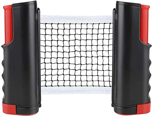 YOUYIKE Ausziehbares Tischtennisnetz, 190cm(max) Tischtennis Netze, Justierbarer Einziehbares Netz, Tragbar Ping Pong Ersatznetz für Tischtennis Tisch, Bürotisch, Esstisch (Schwarz Rot)