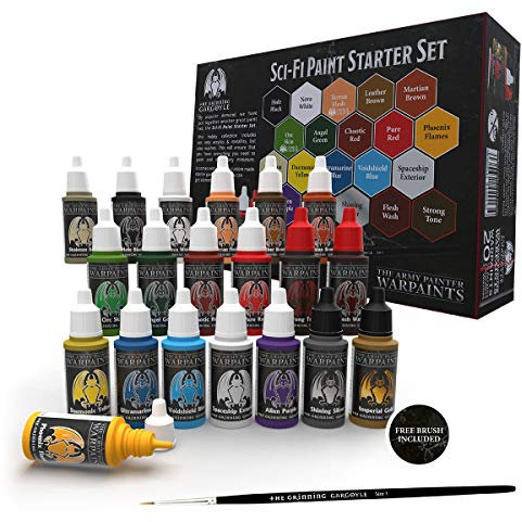 Coffret de peinture miniature Sci-Fi - Peintures pour miniatures - 20 couleurs de 18 ml avec un pinceau - Coffret de peinture pour l'armée - Warpaints Citadel Paint Set for Space Marines (Core)