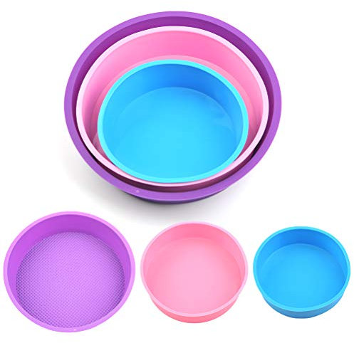 NA 3 PCS Silicone Moulds for Cakes Baking Cake Tins 6 8 10 Non-Stick Baking Tins Silicone Cake Mould Silicone Cake Pan Cake Tins Silicone Cake Tin Silicone for Cakes Biscuits Jelly Chocolate