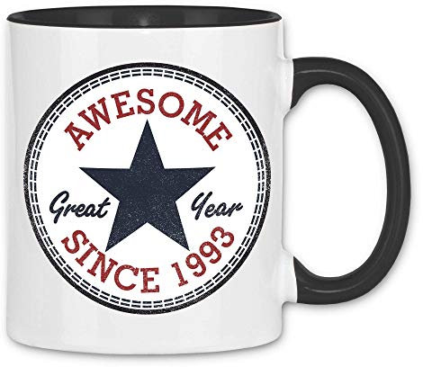 wowshirt Tasse Awesome Since Star Geschenk zum 40. 50. 60. Geburtstag 20-90 Jahre Alt, Farbe:1993 White Black