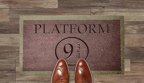Platform 9 3/4 Harry Potter Fans Coir Synthetic Nylon Light Grey Brown Cream Green Novelty Door Mat (Toast (Indoor))