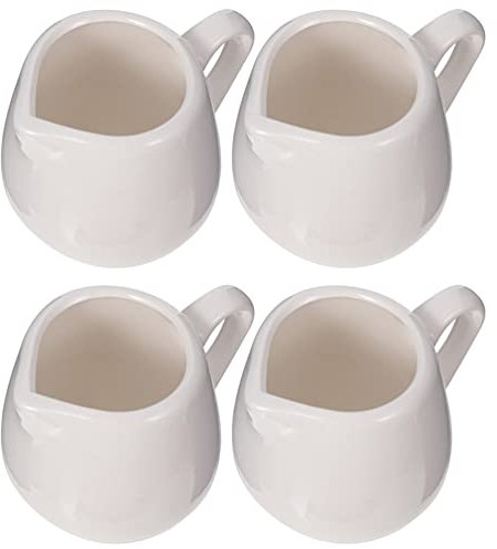 DOITOOL 4pcs Ceramics Creamer Porcelain Coffee Milk Creamer Pitcher Milk Jug Pourer Pitcher Jug with Handle for Home and Kitchen 50ml