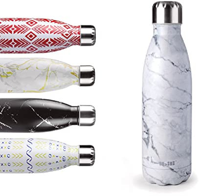 Ibili - Bouteille Isotherme Marble (Marbre), 500 ml, Acier Inoxydable 18/10, Double Paroi, Réutilisable