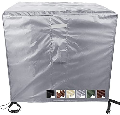 MEEYI Schutzhülle Abdeckplane für Gartenmöbel 140x140x90cm, wasserdichte Abdeckung Schneedicht und UV-Beständig Tischhaube Garten für Tisch und Stühle, Silber