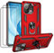 JOYTAG Hülle für Xiaomi Mi 11 Lite/Mi 11 Lite 5G Hülle，handyHülle+ Gehärtetes Glas Schutzfolie [2 Stück] Silikon TPU 360 Grad Drehring aus Halter magnetisch Autotelefon case-Rote