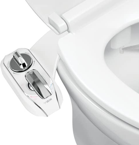 LUXE Bidet NEO 320 Plus – Bidet à fixer sur abattant WC, charnières innovantes, installation coulissante, auto-nettoyage 360°, eau chaude, double buse, lavage arrière et féminin, chrome