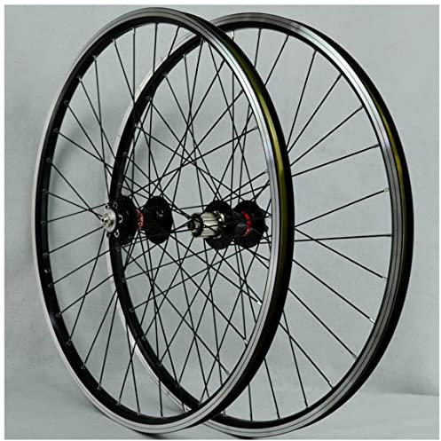 MTB Fahrradfelge 26 Zoll MTB Fahrrad Laufradsatz, Scheibenbremse V Bremse Hohlkammerfelge Laufrad Set Schnellspanner 32 Löchern Für 7-12 Speed (Color : Black, Size : 26 inch)