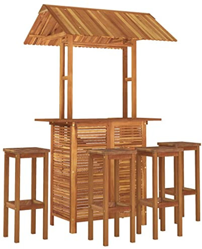 vidaXL Gartenbar Set 5-TLG. Theke Bar Tresen Gartentheke Bartisch Stehtisch Barhocker Barstuhl Gartenmöbel Gartenset Sitzgruppe Massivholz Akazie