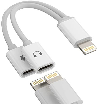 Adattatore doppio Lightning per iPhone, caricatore per cuffie, connettore 2 in 1, jack di ricarica audio, cavo AUX splitter certificato Apple MFI doppio per 14 13 12 11 Pro Max Mini 7 8 Plus X XR SE