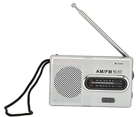Bewinner AM FM Portable Pocket Radio, Battery Operated Transistor Radio with Long 5W Speaker Lasting, Portable Pocket Transistor Radio with Earphone Jack for Home Outdoor Silver Gray
