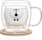 Joymaking Süße Bären Tasse, Thermogläser Doppelwandig Gläser mit Henkel & Untersetzer, Cappuccino Tassen Tee Gläser kaffeetassen Geschenke für Frauen Kinder zum Geburtstag Weihnachten Valentinstag