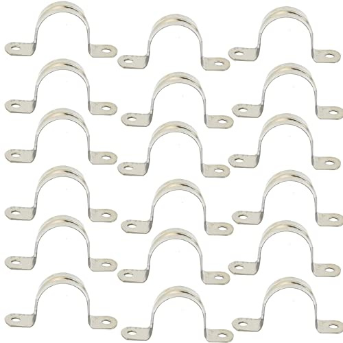 MACHSWON 20 PCS Pipe Strap Clamp 20mm 304 Stainless Steel Pipe Clips U Shaped Pipe Straps Saddle Clip Two Hole Tube Strap Tension Clips U-Tube Ring Hose Clamp