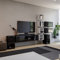 BROMARKT Premium Wohnwand Wohnzimmer Set 7 Teile - Wohnzimmer Schrank - Wohnzimmer Möbel mit Wandschrank - Wohnwand Modern - Wohnzimmerschrank Komplett Möbel - Hochglanz Weiß und Schwarz