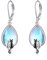 Katzen Ohrringe Silber 925 Mondstein Katzen Ohrhänger Schwarze Katzen Schmuck Geschenke für Damen Mädchen Katzen Liebhaber
