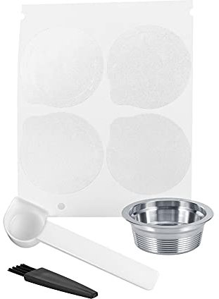 Reusable Coffee Capsules Set - Stainless Steel Refillable Espresso Cups - Compatible with LAVAZZa a MODO MIO - Includes Lids, Spoon, and Brush - Coffee Machine Accessories