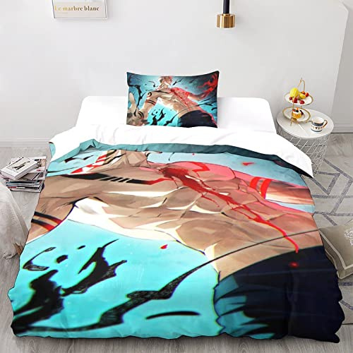 UKALOU Jujutsu Kaisen Exquisite Bettwäschesets Für Jedes Alter Sukuna 3-teilige Duvet-Cover-Sets Mit 3D-Print Und Verstecktem Reißverschluss, Einschließlich Passender Kissenbezüge Single（135x200cm）
