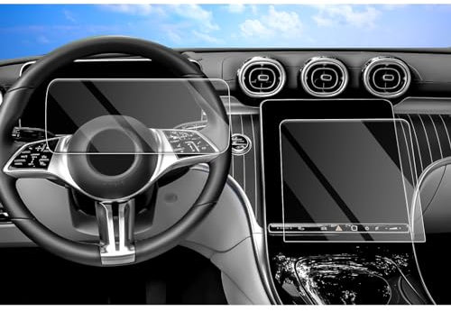 CDEFG Kompatibel mit Mercedes-Benz C Klasse W206 GLC X254 2021-2023 2024 2025 Navigation und Instrumententafel Tempered Glas Schutzfolie Displayschutzfolie W206 X254 Zubehör 2 Stück