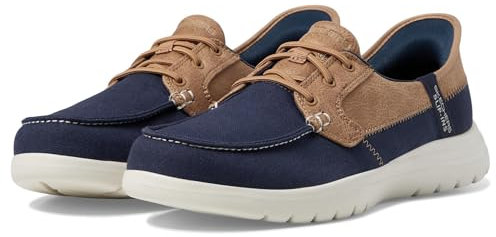 Skechers Zapatos náuticos Flex-Palmilla sin Cordones para Mujer, Marino, 10 Wide