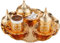 DEMMEX Ensemble de service à café turc de 11 pièces – Tasses en porcelaine, supports en métal artistiques, couvercles, soucoupes, sucrier et plateau décoratif – Service à café grec arabe traditionnel