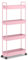 SOLEJAZZ 4-Tier Storage Trolley Cart Slide-out Slim Rolling Utility Cart Mobile Storage Shelving Organizer for Kitchen, Bathroom, Laundry Room, Bedroom, Narrow Places, Plastic, Pink