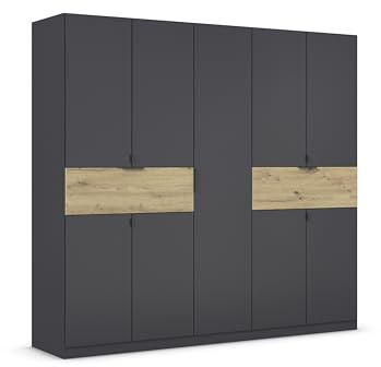 Rauch Möbel TICAO, Schrank, Grau metallic/Eiche Artisan, Breite 226 cm | Kleiderschrank, Mehrzweckschrank, 9-türig, 2 Schubladen, für Schlafzimmer, Kinderzimmer, Homeoffice, Garderobe, Flur