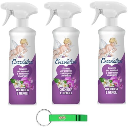 3x Coccolatevi Essenz für Umgebungen und Universalreiniger Orchidee und Neroli 750ml + Beni Culinari Kostenloser Schlüsselanhänger