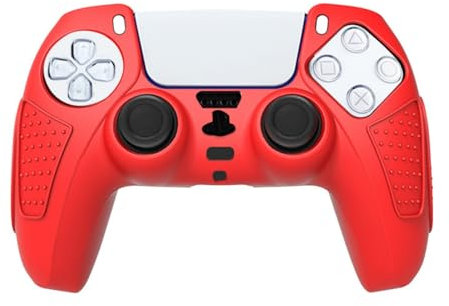 Wonhomke Schutz PS5 Abdeckung Weiche Silikon Gamepad Fall Anti-Rutsch für Playstation 5 Game Controller Zubehör (Rot)