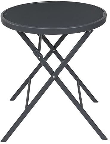 HOME DECO FACTORY Wandgarderobe Holz 5 Haken Klappbar Weiß | Gehärtetes Glas und Metall, Elba-Tisch, Gartenmöbel, Outdoor-Möbel, Garten oder Terrasse, 60 x 71 x 60 cm, grau