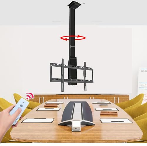 GUODDM Support TV Motorisé Au Plafond, avec Télécommande Support TV Motorisé, Rotation Manuelle À 360° Élévateur TV Électrique Télescopique, Convient Au Support TV Motorisé De 32 À 75 Pouces