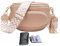 KUNKUN Bauchtasche Damen Umhängetasche Damen Gross Crossbody Bag Veganes Leder Handytasche Zum Umhängen senden RFID-Blockierung Kreditkartenpaket - Rosa
