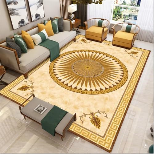 AU-OZNER modern Art Gelber Teppich, Baby-Krabbelteppich, pflegeleichter und leicht zu saugender Küchenteppichteppich günstig,Gelb,60x110cm