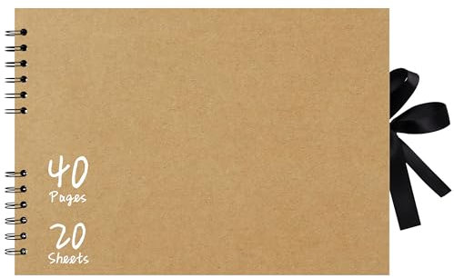 Vienrose Album Photo 29x21,5 cm, Album Scrapbooking DIY avec 40 Pages Papier Kraft Noir Épais, Album Photo Vierge pour Mariage, Bébé, Famille, Livre Scrapbooking Personnalisable, Kaki