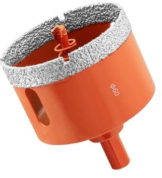 Meccion Diamant Lochsäge 60mm Fliesenbohrer mit Zentrierbohrer, Hartgelötet Diamant Kernlochbohrer für Porzellan, Keramik, Glas, Granit, Fliesen, Feinsteinzeug, Marmor.