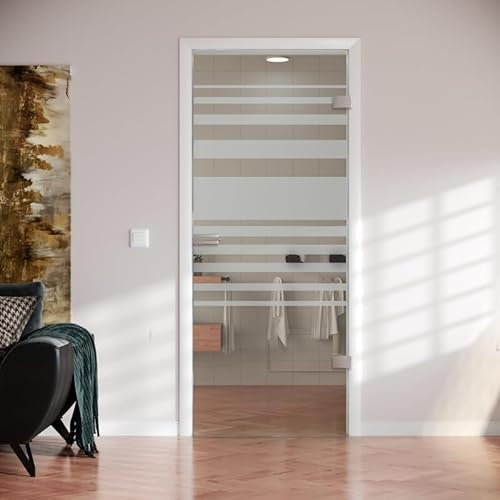 Glastür Calido aus ESG – Maßgeschneiderte Eleganz für Ihr Zuhause (Breite x Höhe: 709 mm x 1972 mm) (ESG aus Weißglas 8 mm, Breite x Höhe: 834 mm x 1972 mm)