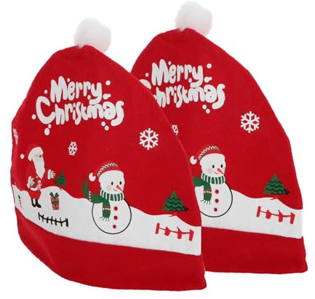 OSOLADY 2stücke Weihnachts Kopfstützenbezüge Lustige Autositz Dekoration Für Festliche Stimmung Strapazierfähiges Material Für Feiertagsfahrten Rote Weihnachtsmützen Für Auto