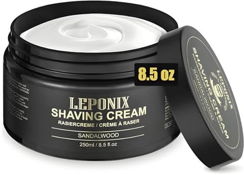 Rasiercreme Männer, 250g Luxus Große Größe Rasiercreme, Rich Rasierschaum für Eine Schützende, Glatte und Feuchtigkeitsspendende Rasiererfahrung - Sandelholzduft