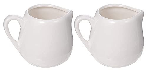 2Pcs Mini Ceramic Creamer White Porcelain Classic Pure with Handle 70ML Small Gravy Boat Mini Coffee Milk Pitcher Sauce Serving Jug