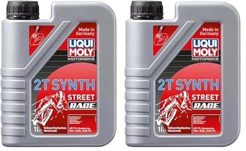 LIQUI MOLY Motorbike 2T Synth Street Race | 1 L | Motorrad 2-Takt-Öl | Art.-Nr.: 1505, farblos (Packung mit 2)