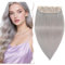 SEGO DICKER Haarteil Clip in Extensions Echthaar Haarverlängerung 1 Tresse 5 Clips Human Hair Glatt Grau 45 cm
