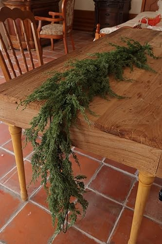 Anna's Whimsy 1.85M Weihnachtskranz, Realistischer Winter Kiefer-Girlande, GrüNer Zeder Girlande, FüR Tisch, Kamin, Wand, Innen- Und AußEnbereich, Weihnachtsdekoration (Pur Grün)