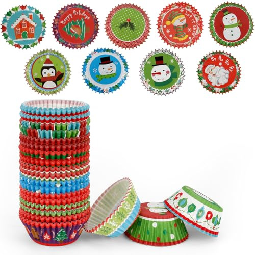 450 Stück Muffinförmchen Weihnachten,Cupcake Förmchen Für Weihnachten,Für Backen,Party,Dessert,Geburtstag(9 Designs)