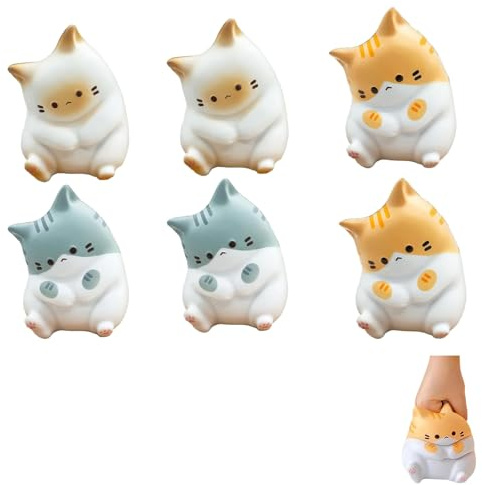 6 Stück Squishy Katze, Taba Squishy, Stressball, Für Erwachsene, Niedliche Squishy Cat, Weiches Stressabbau-Produkt für Büro, Alltag und Reise, 6,5cm, Zufällige Farben