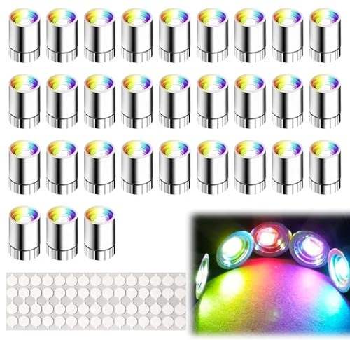 30 Stück Mini LED Lichter, Farbige Kleine Led Licht für Puppenhaus | Minilichter mit Batterie & Klebepunkte, Puppenhaus Licht, Miniatur Lampe, für Miniatur Modelle, Ballon, DIY Dekoration